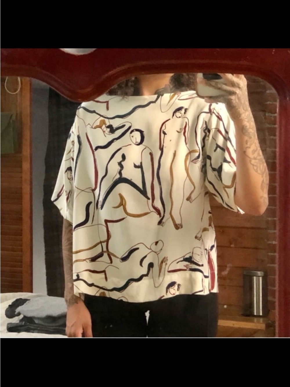 WHiT Silk ADA Tee Medium Abstract Art Boxy Minimalist Art to Wear - Picture 7 of 7